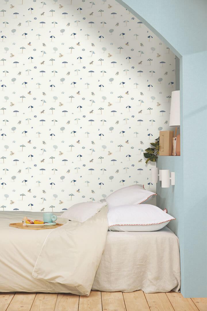 Tapeta parasole i leżaki plażowe Caselio BLS 107566066 Solara Blue Shades