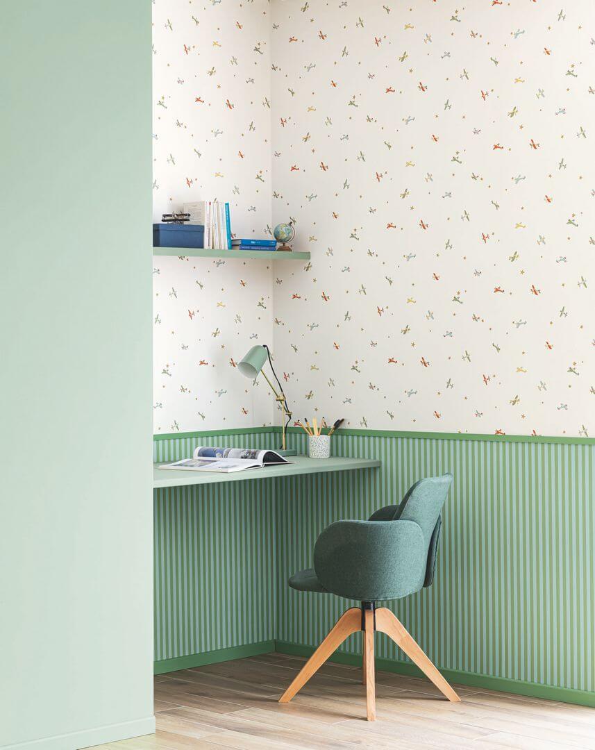 Tapeta samoloty i gwiazdki Caselio HKC 107620842 Funny Planes Happy Kids Club