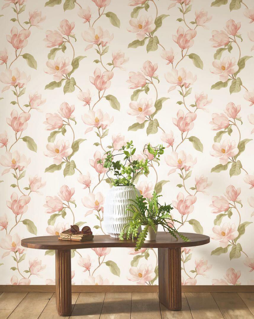 Tapeta kwiaty magnolii Casadeco BJAR 202544101 Brume De Magnolia Le Beau Jardin