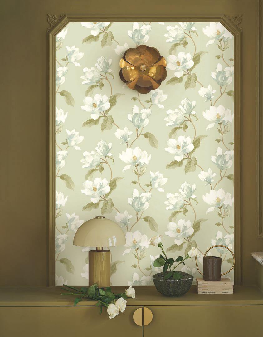 Tapeta kwiaty magnolii Casadeco BJAR 202547202 Brume De Magnolia Le Beau Jardin