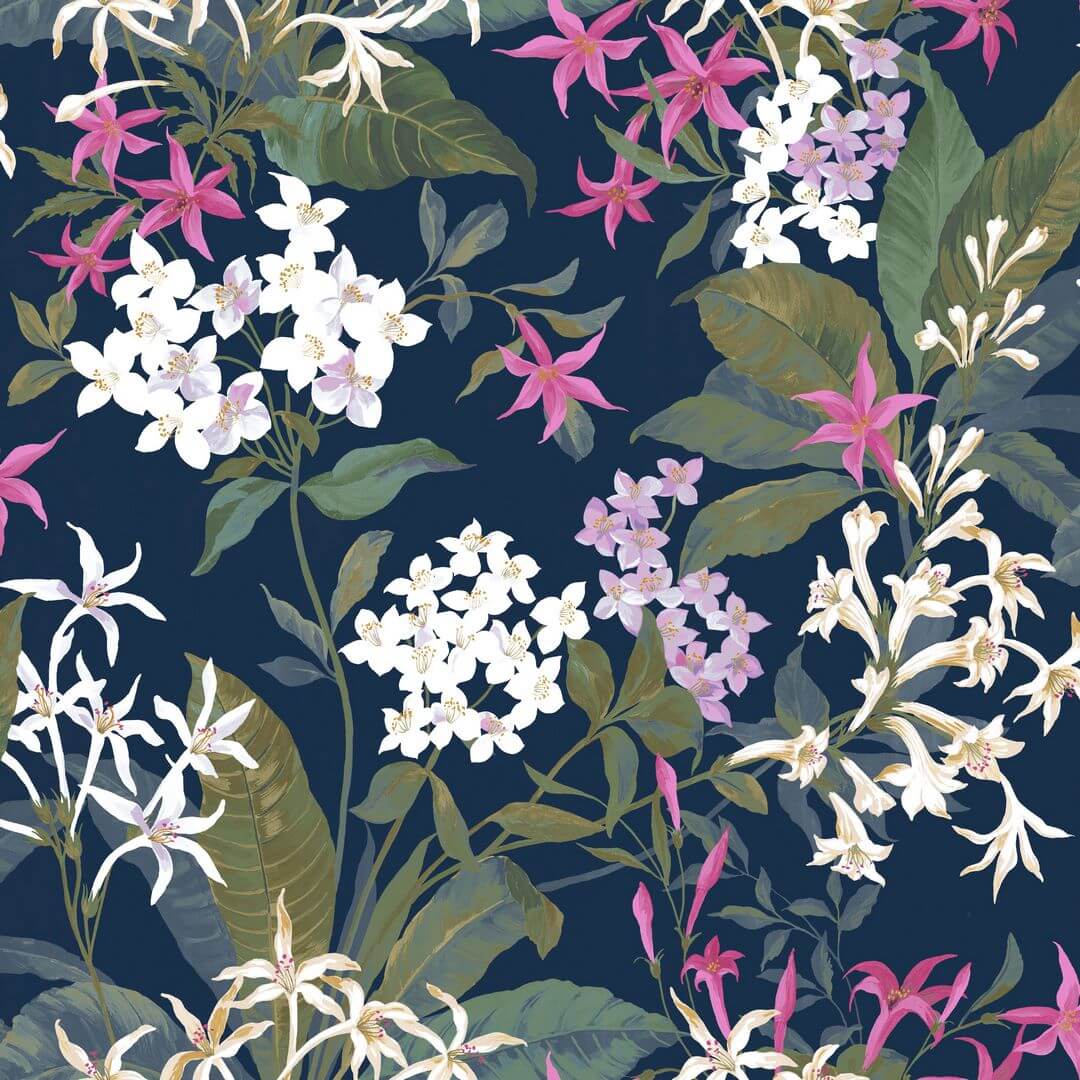 Tapeta kwiaty jaśminu Casadeco BJAR 202564567 Songe De Jasmin Le Beau Jardin