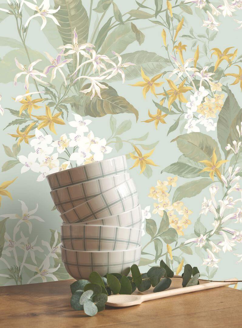 Tapeta kwiaty jaśminu Casadeco BJAR 202566025 Songe De Jasmin Le Beau Jardin