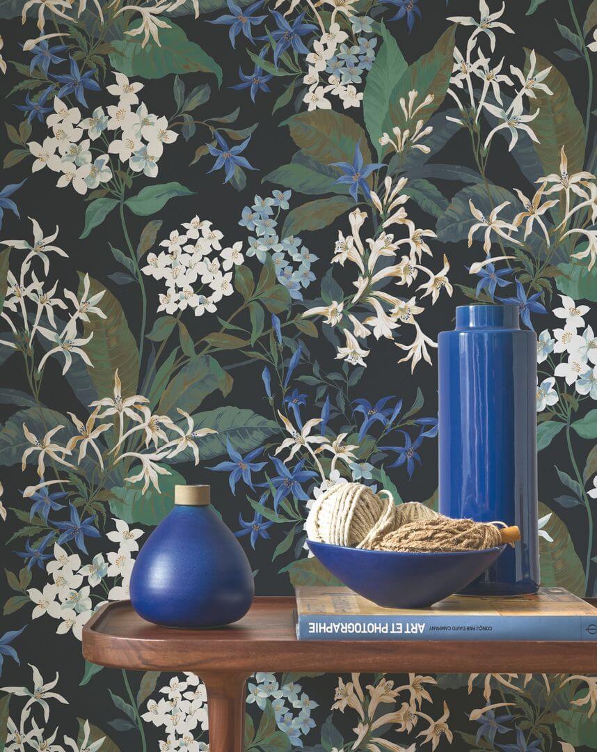 Tapeta kwiaty jaśminu Casadeco BJAR 202566789 Songe De Jasmin Le Beau Jardin
