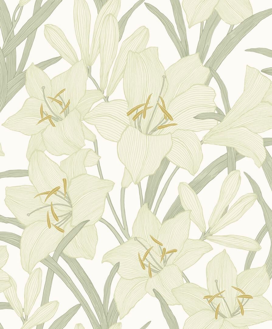 Tapeta kwiaty lilii Casadeco BJAR 202587015 Clair De Lys  Le Beau Jardin