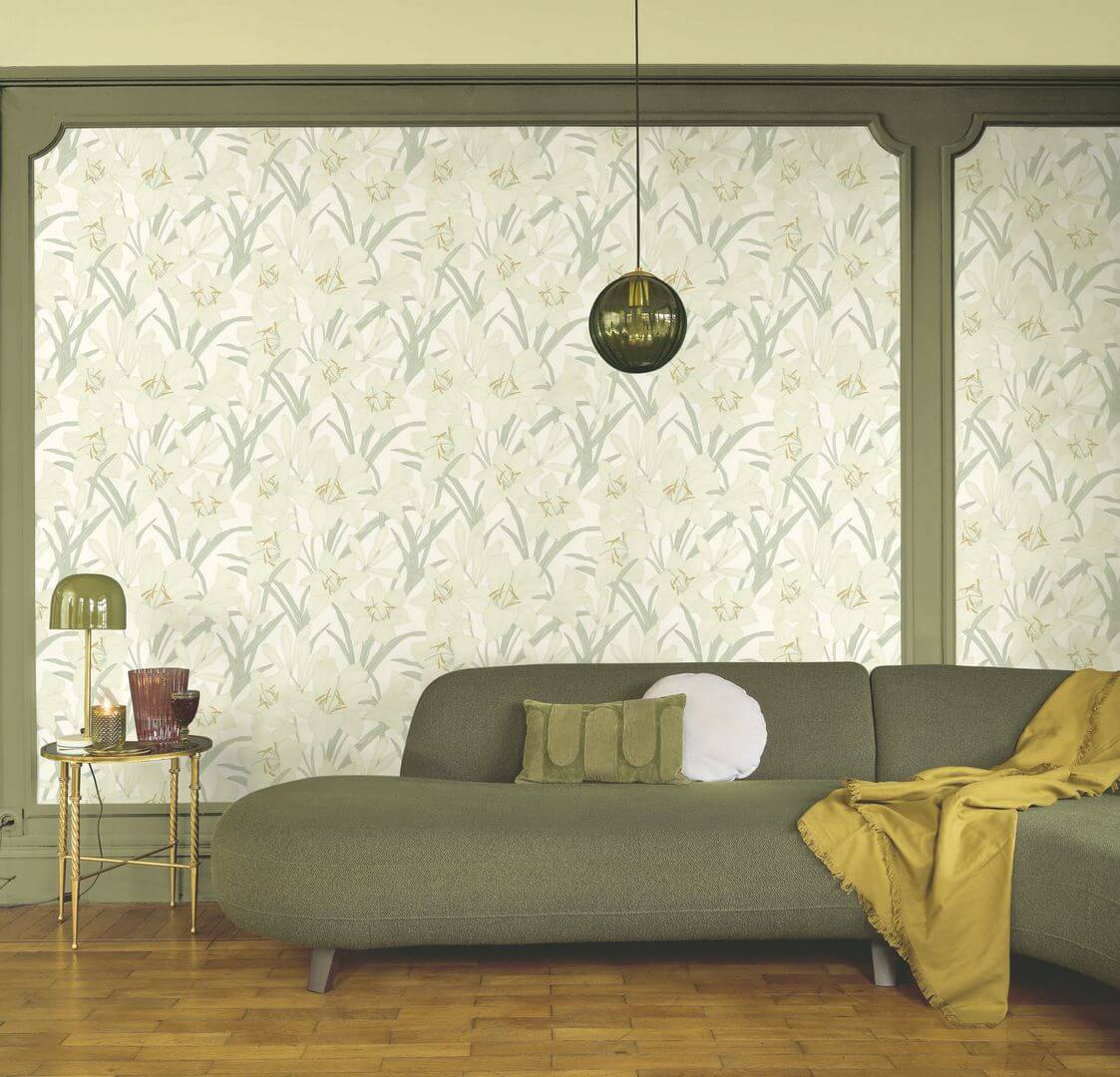 Tapeta kwiaty lilii Casadeco BJAR 202587015 Clair De Lys  Le Beau Jardin