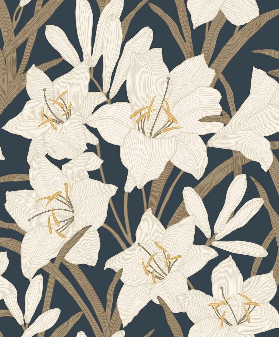 Tapeta kwiaty lilii Casadeco BJAR 202587986 Clair De Lys  Le Beau Jardin