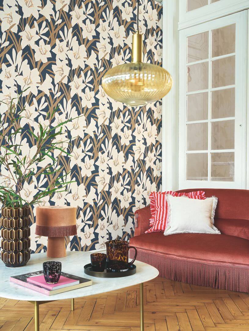 Tapeta kwiaty lilii Casadeco BJAR 202587986 Clair De Lys  Le Beau Jardin