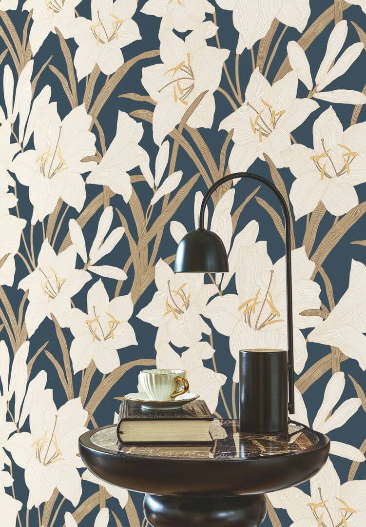 Tapeta kwiaty lilii Casadeco BJAR 202587986 Clair De Lys  Le Beau Jardin