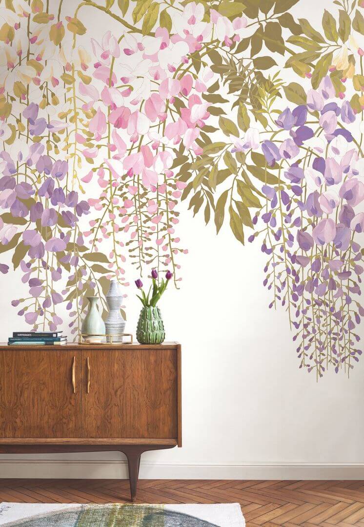 Mural zwisające kwiaty glicynii Casadeco BJAR 202605703 M A l'ombre Des Glycines Le Beau Jardin