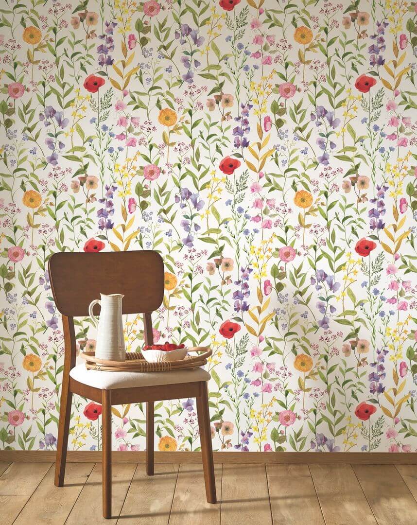 Tapeta akwarelowe kwiaty Casadeco BJAR 87652874 Fleurs Des Champs Le Beau Jardin