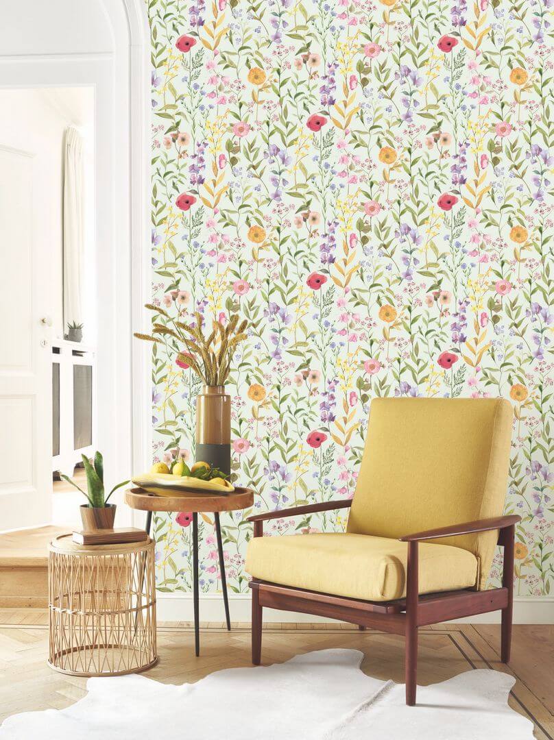 Tapeta akwarelowe kwiaty Casadeco BJAR 87656172 Fleurs Des Champs Le Beau Jardin