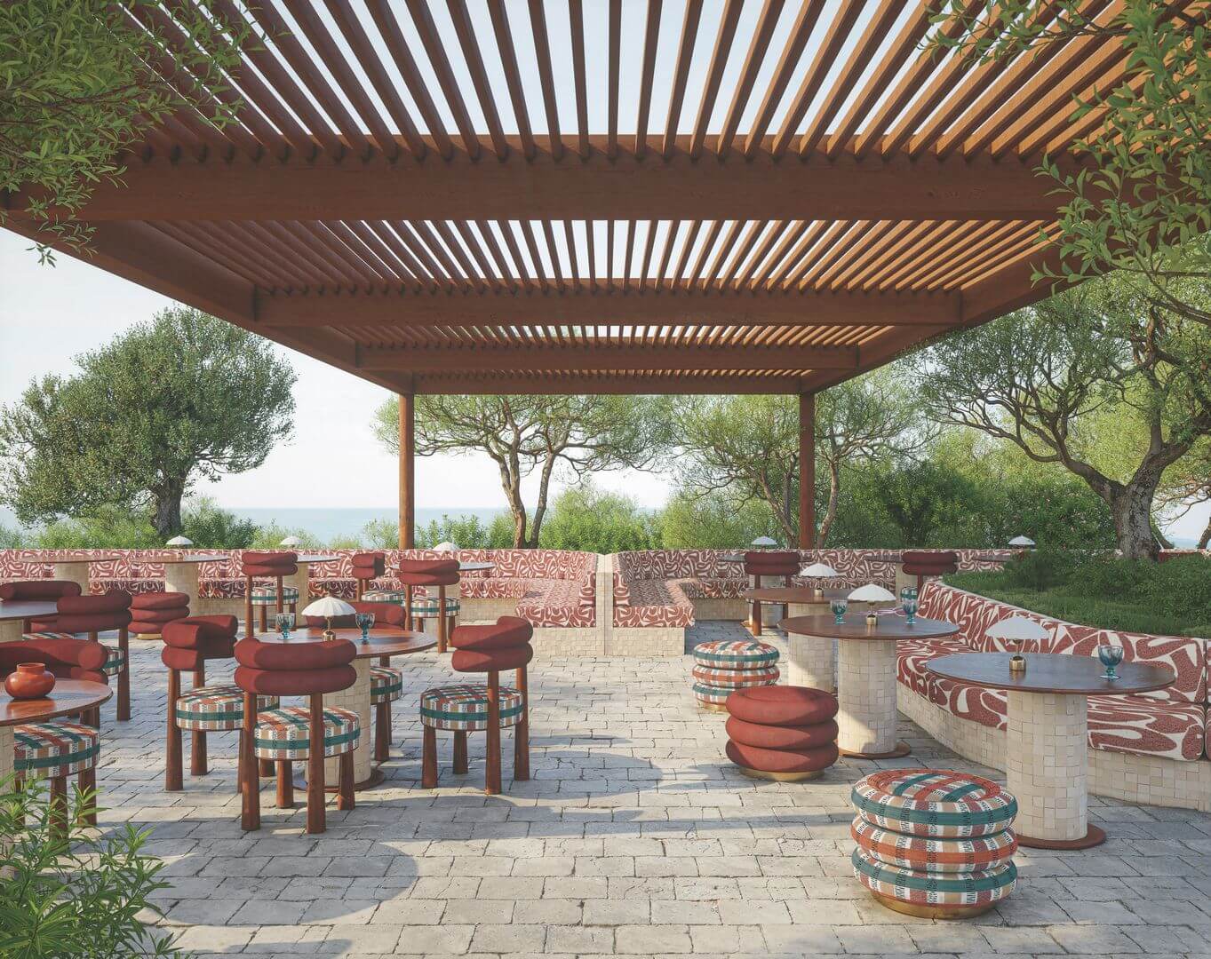 Tkanina zewnętrzna ze wzorem plecionki Casamance 91890898 Rico Ruivo Madere