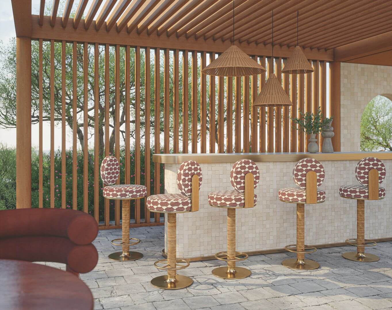 Tkanina zewnętrzna z geometrycznym wzorem Casamance 91930144 Ilha Madere