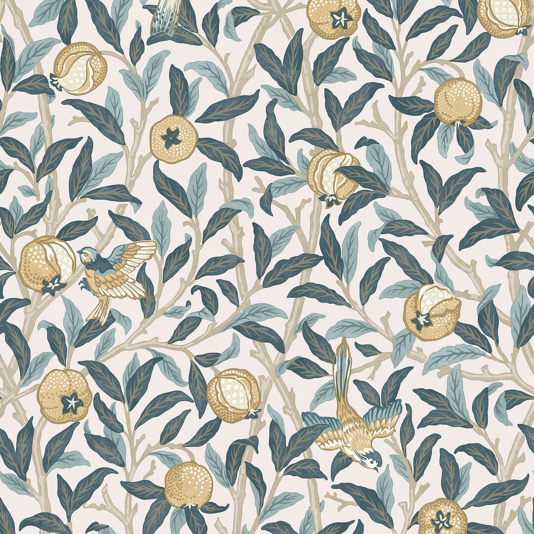Tapeta botaniczna - ptaki i owoce Graham & Brown Bird & Pomegranate 140501 William Morris At Home Volume II