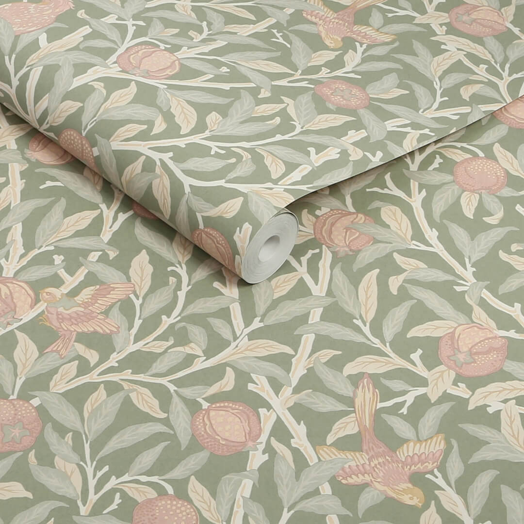 Tapeta botaniczna - ptaki i owoce Graham & Brown Bird & Pomegranate 140502 William Morris At Home Volume II