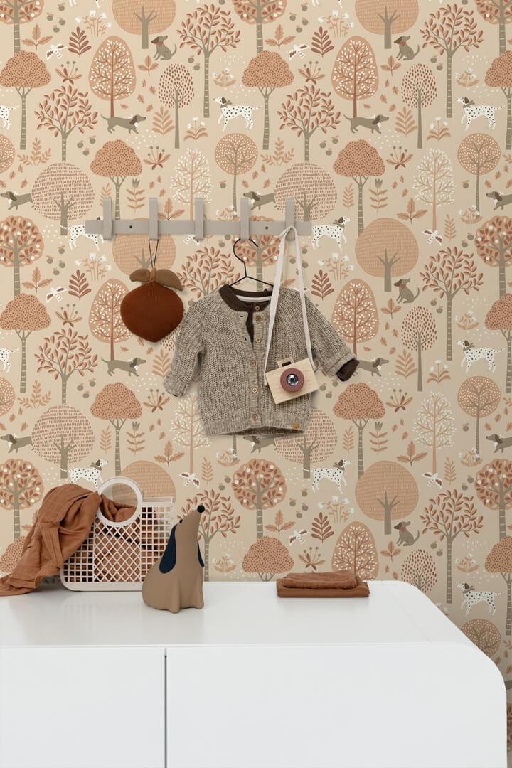 Tapeta pieski i drzewa Esta 139711 Pom Pom Pie