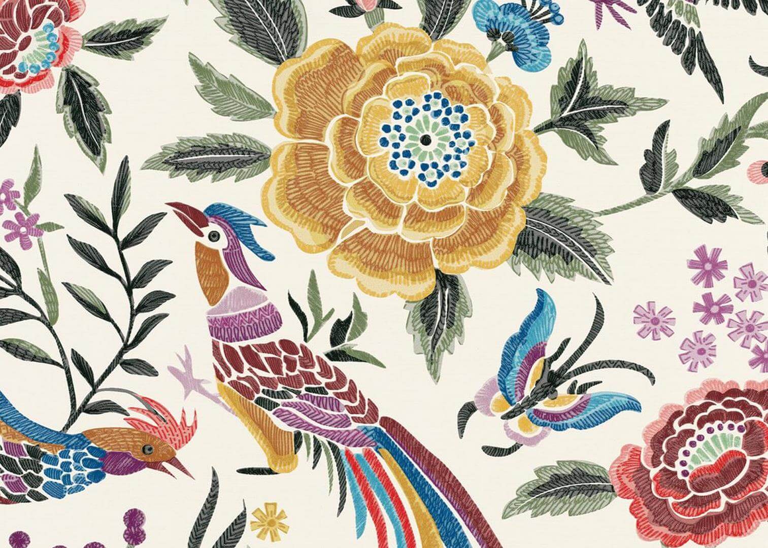 Tapeta botaniczna inspirowana stylem orientalnym Jannelli & Volpi 10660 Oriental Garden Ricamo Missoni Home 06