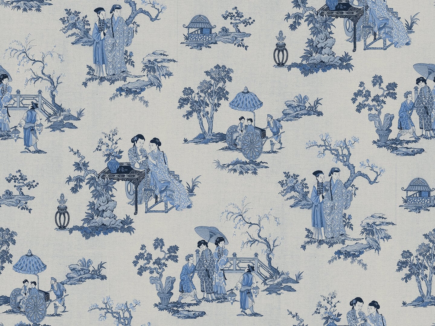 Fototapeta scenki rodzajowe Rebel Walls R21311 Toile Conversation Blue Sophisticated Luxe