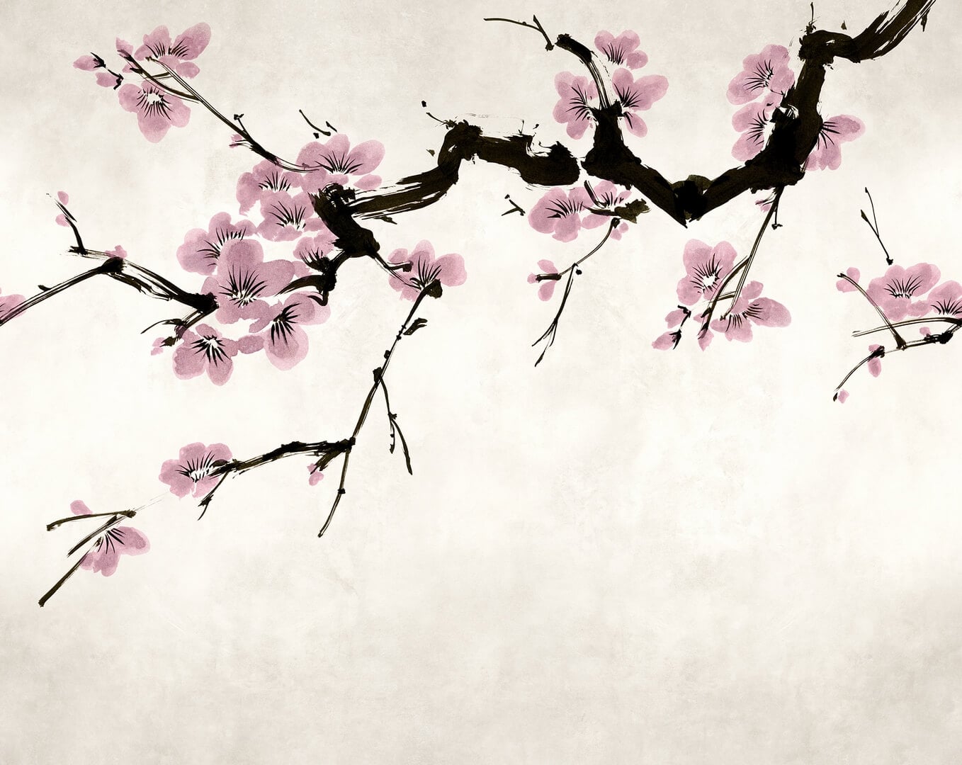 Fototapeta gałęzie kwitnącej wiśni Rebel Walls R21316 Blush of Spring Pink Sophisticated Luxe
