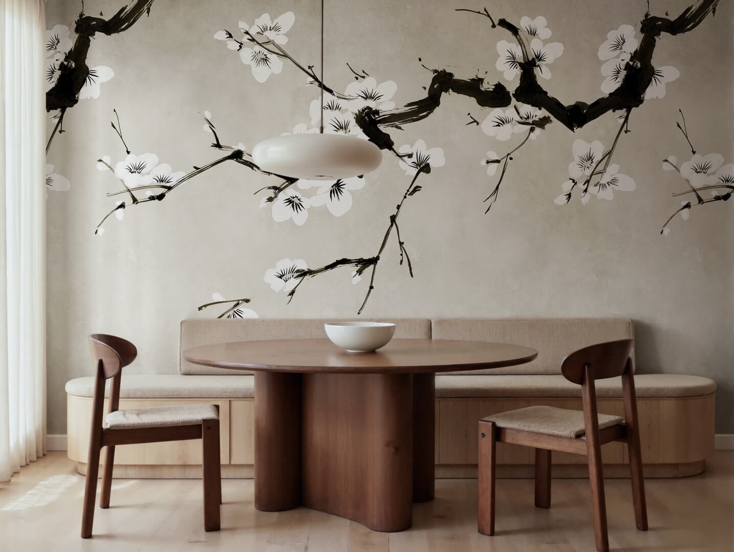 Fototapeta gałęzie kwitnącej wiśni Rebel Walls R21318 Blush of Spring White Sophisticated Luxe