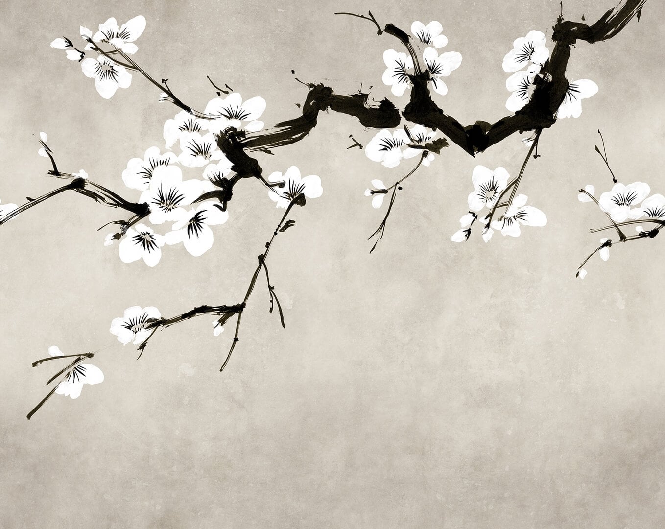 Fototapeta gałęzie kwitnącej wiśni Rebel Walls R21318 Blush of Spring White Sophisticated Luxe