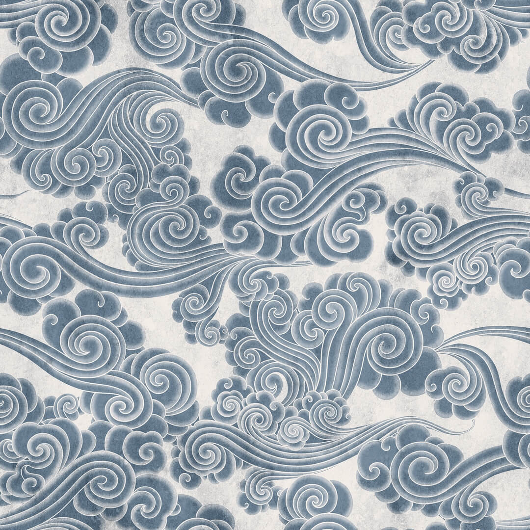 Fototapeta azjatyckie chmury Rebel Walls R21319 Kumo Blue Sophisticated Luxe