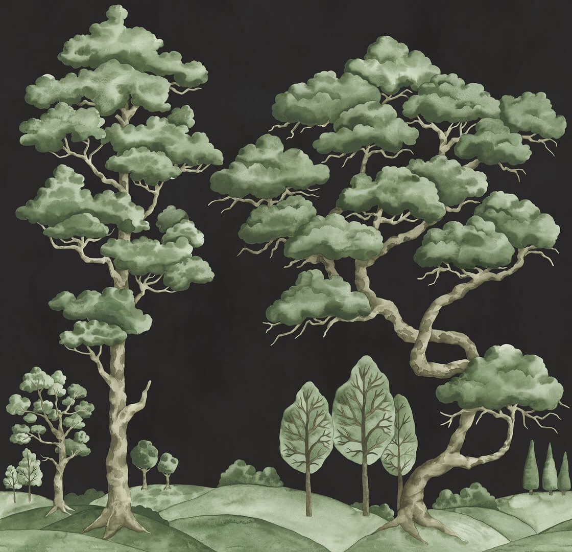 Fototapeta sceneria drzew Rebel Walls R21330 Poetic Trees Black Sophisticated Luxe