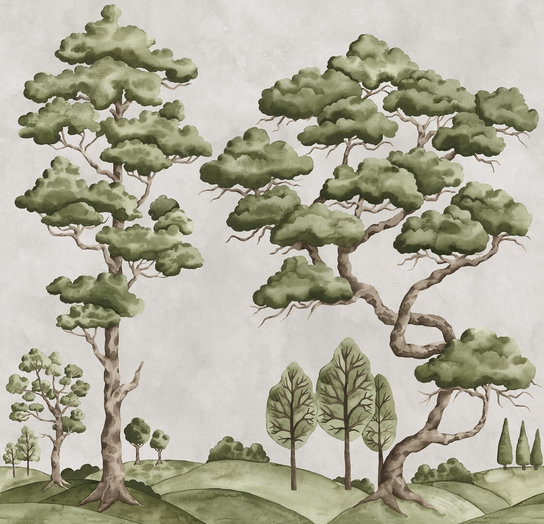 Fototapeta sceneria drzew Rebel Walls R21334 Poetic Trees Beige Sophisticated Luxe