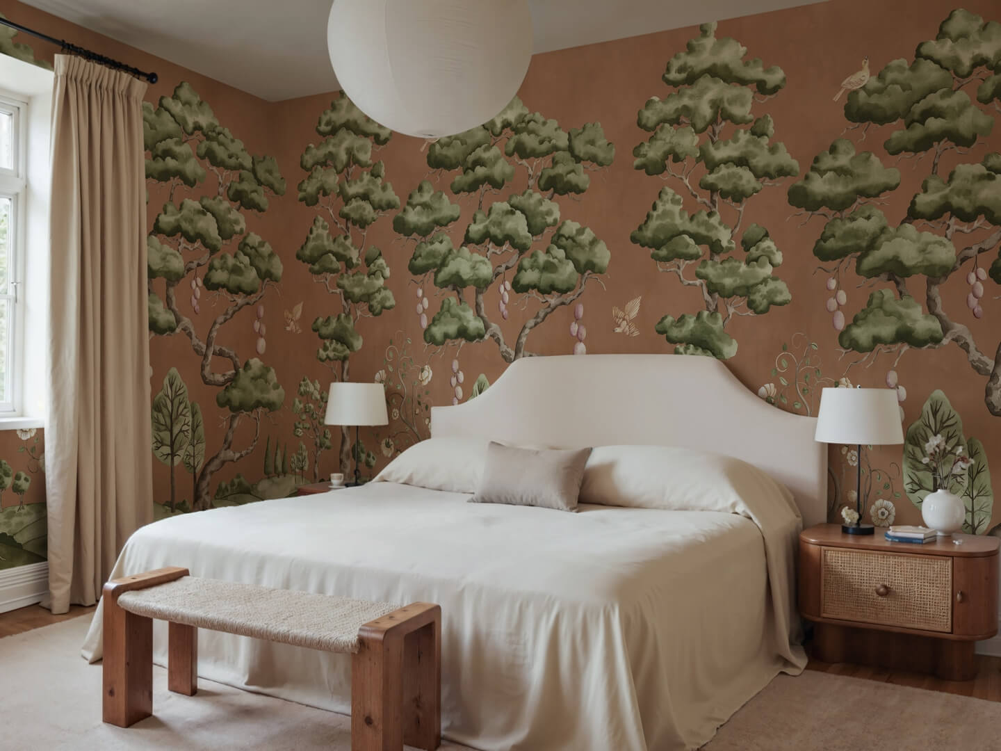 Fototapeta drzewa i ptaki Rebel Walls R21340 Forest Poem Rust Sophisticated Luxe