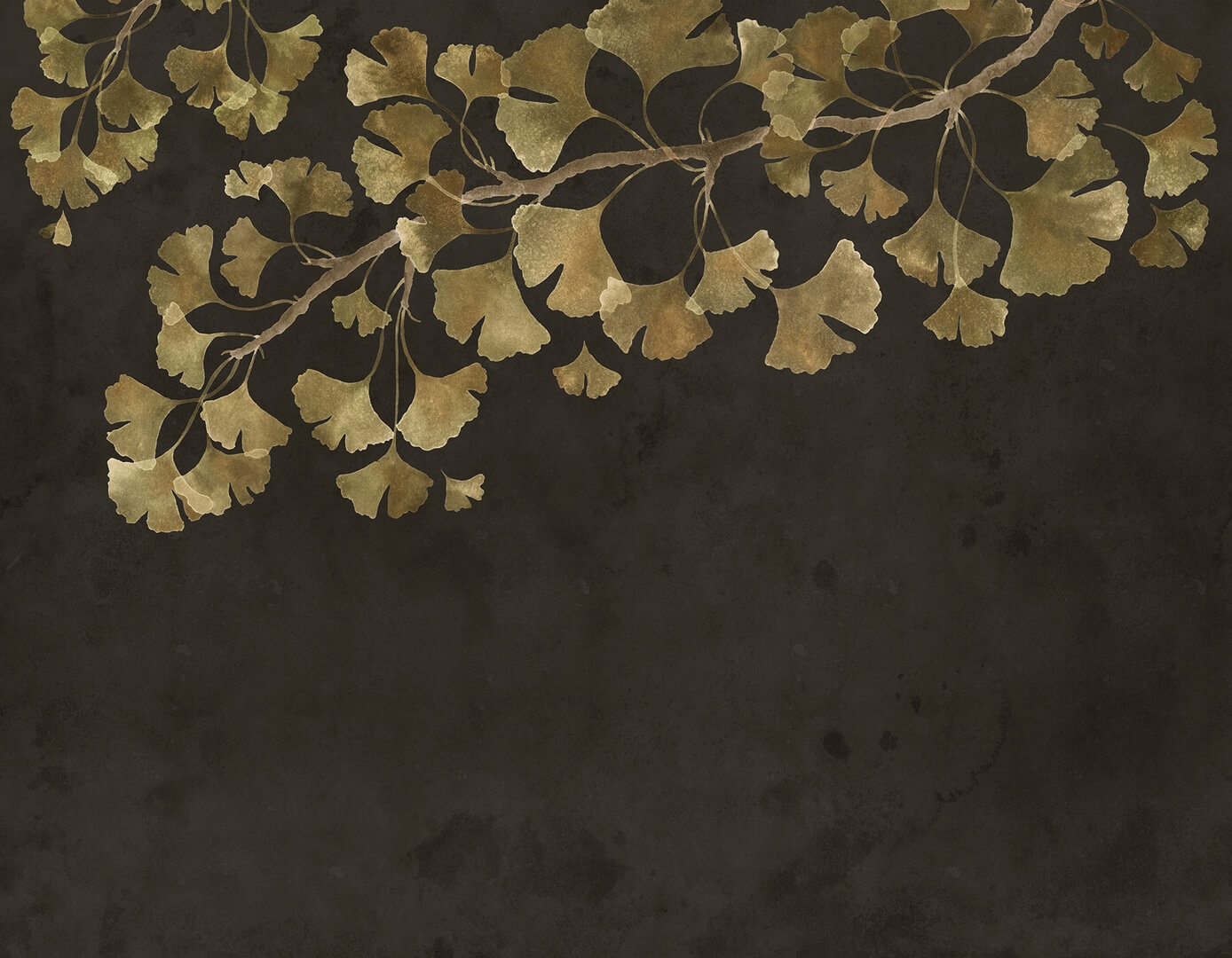 Fototapeta liście miłorzębu Rebel Walls R21343 Maidenhair Tree Black Sophisticated Luxe