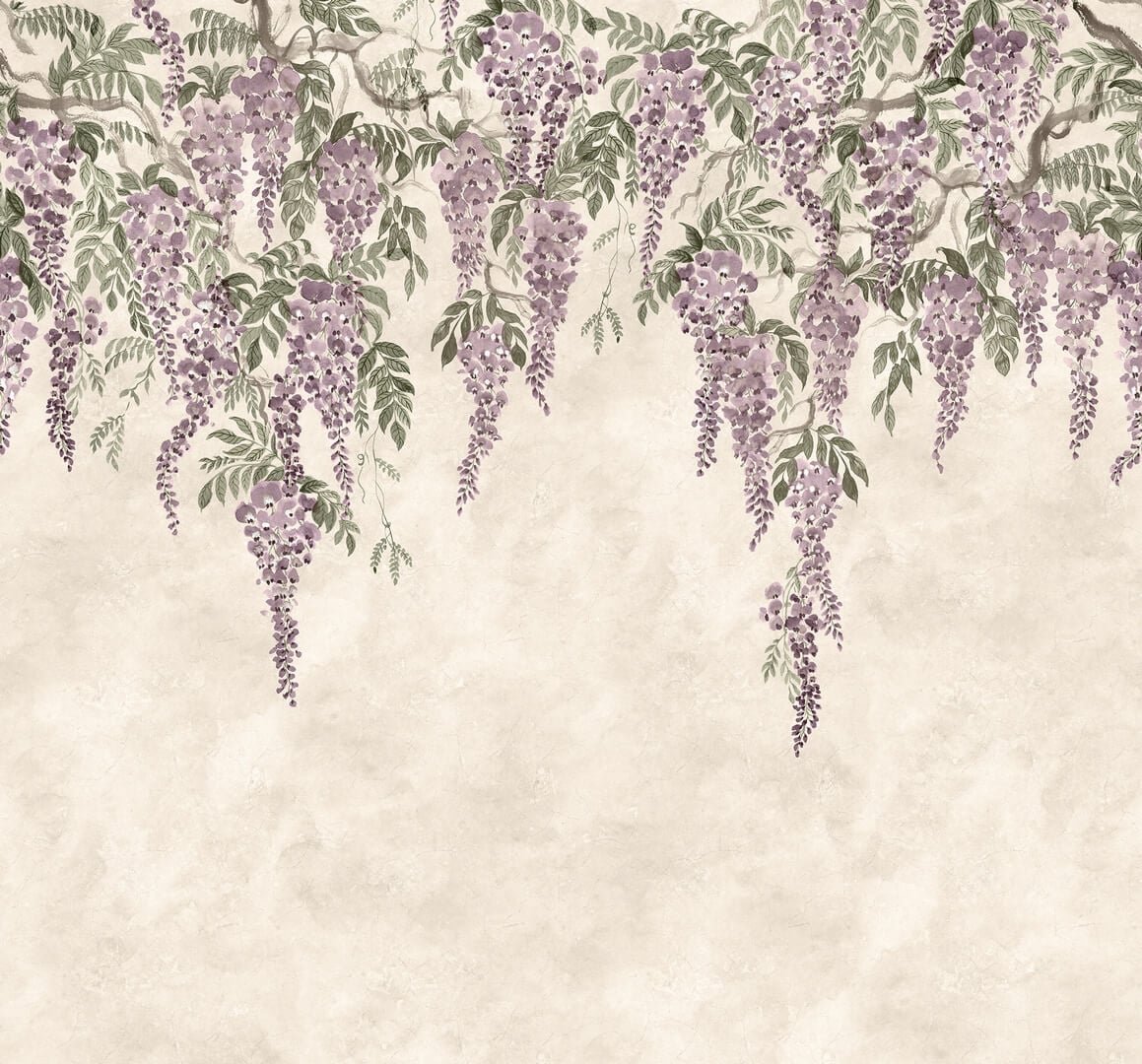 Fototapeta kwiaty glicynii spływające kaskadami Rebel Walls R21982 Whistpers Wisteria Pirple Sophisticated Luxe