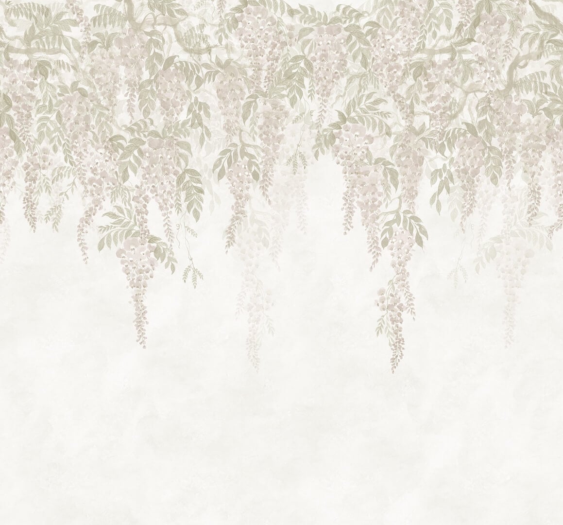 Fototapeta kwiaty glicynii spływające kaskadami Rebel Walls R21986 Whispers Wisteria Beige Sophisticated Luxe