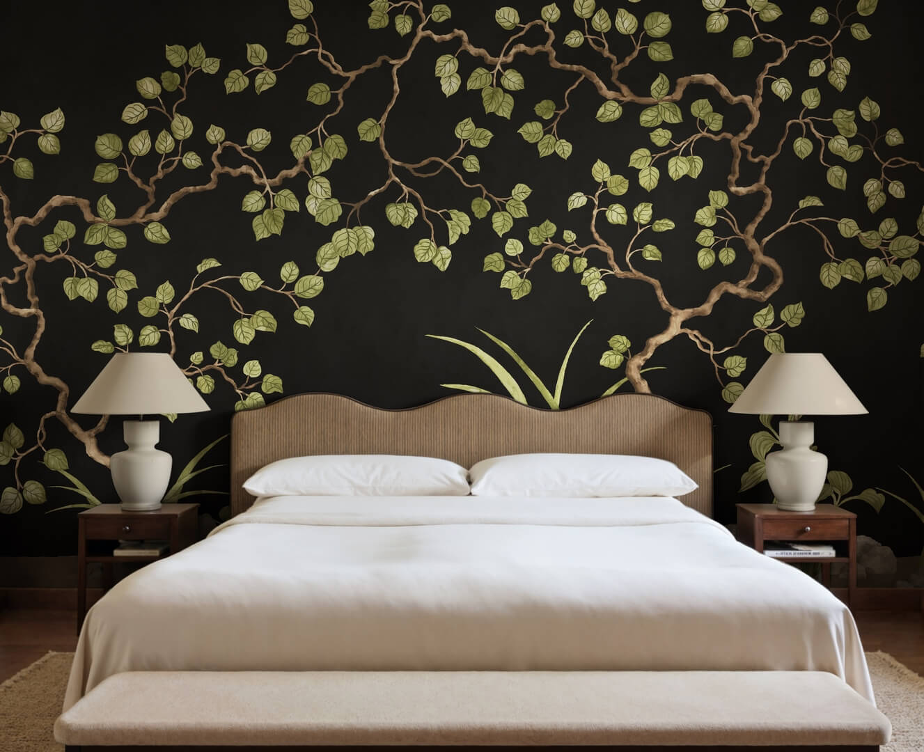 Fototapeta sceneria ogrodowa Rebel Walls R21992 Forest of Dreams Black Sophisticated Luxe