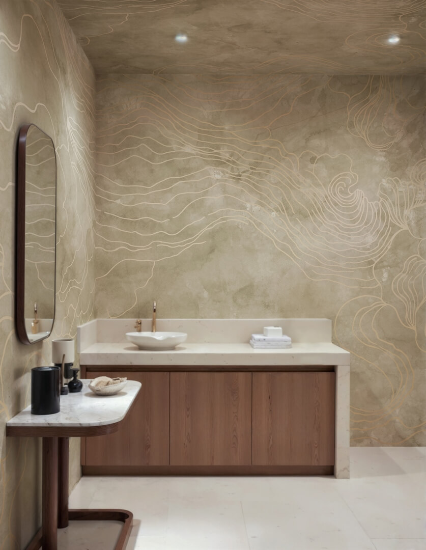 Fototapeta burzowe fale Rebel Walls R22000 Opulence Storm Beige Sophisticated Luxe