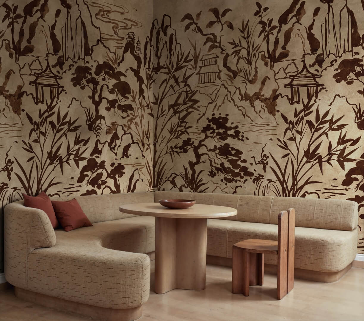 Fototapeta krajobraz inspirowany Azją Rebel Walls R22008 Ink Horizon Brown Sophisticated Luxe