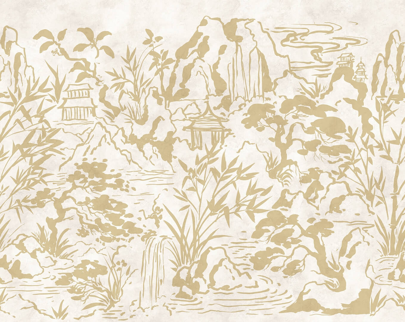 Fototapeta krajobraz inspirowany Azją Rebel Walls R22009 Ink Horizon Beige Sophisticated Luxe