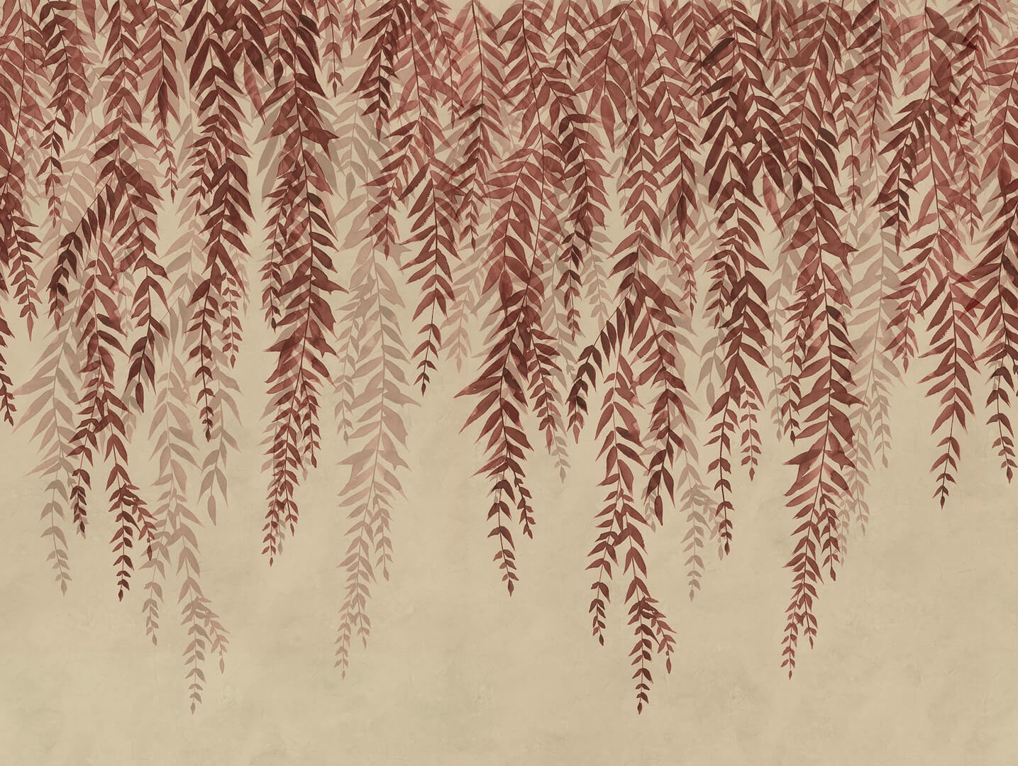 Fototapeta zwisające liście bambusa Rebel Walls R22010 Whispers of Bamboo Red Sophisticated Luxe
