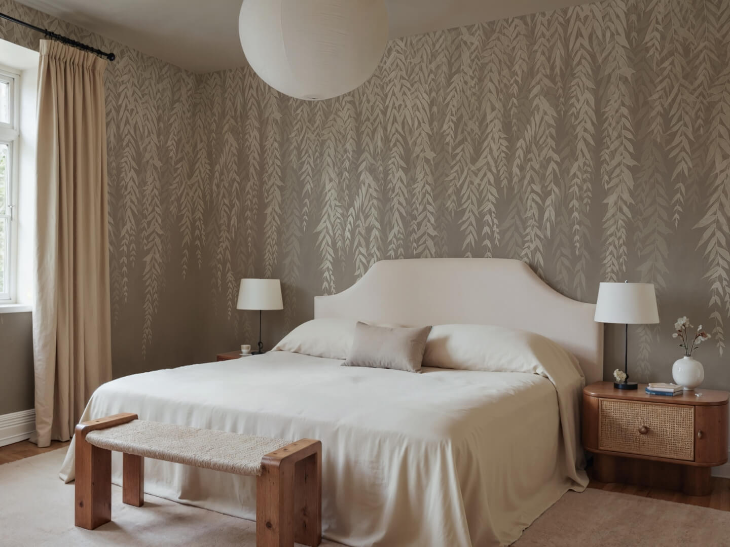 Fototapeta zwisające liście bambusa Rebel Walls R22011 Whispers of Bamboo Gray Sophisticated Luxe