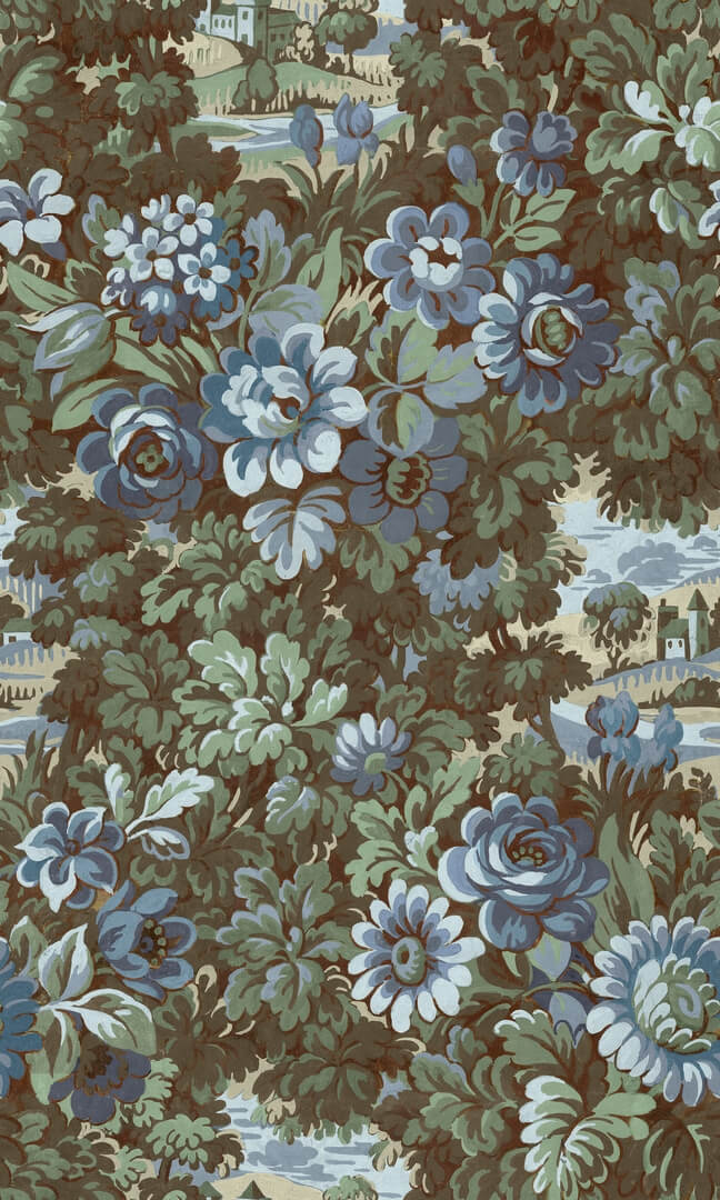 Fototapeta w stylu vintage Rebel Walls R21647 Botanical Manor Blue Botanical Gardens