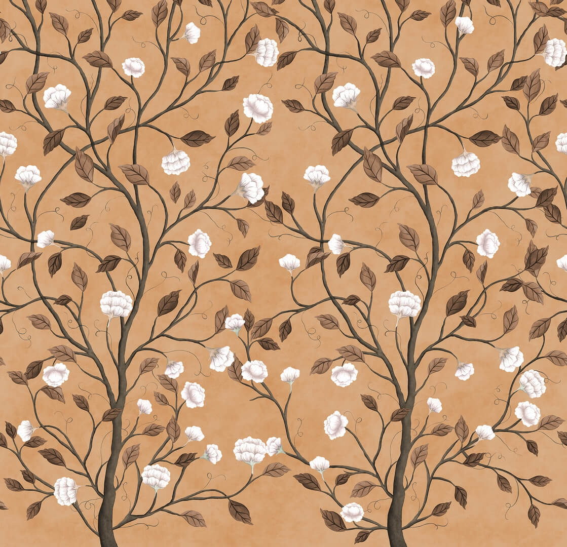 Fototapeta kwitnące pnącza Rebel Walls R21654 Silent Bloom Peach Botanical Gardens