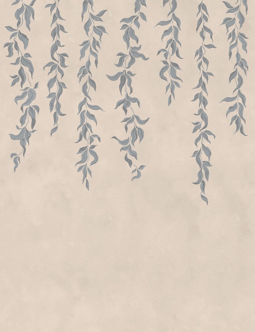 Fototapeta opadające pnącza Rebel Walls R21657 Hanging Leaves Blue Botanical Gardens