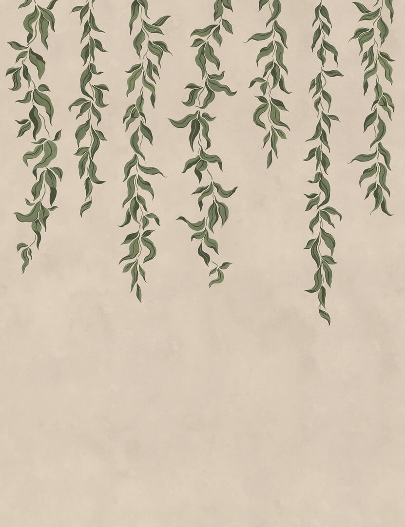 Fototapeta opadające pnącza Rebel Walls R21658 Hanging Leaves Beige Botanical Gardens