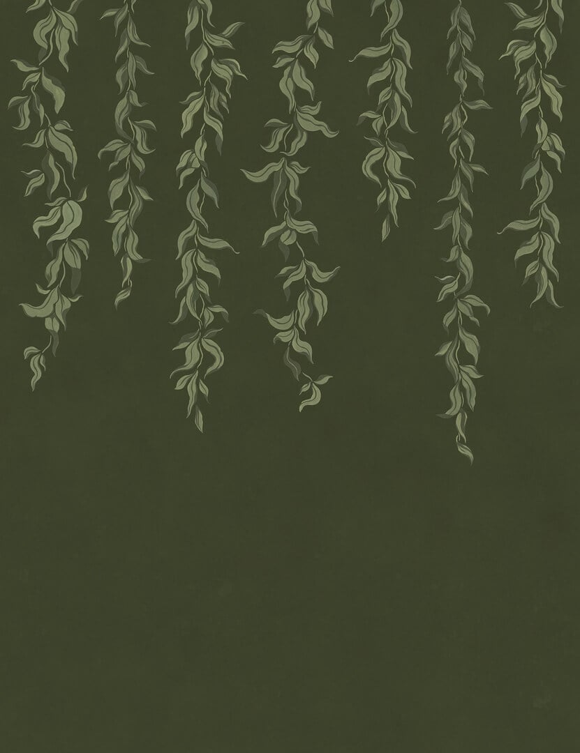 Fototapeta opadające pnącza Rebel Walls R21659 Hanging Leaves Dark Green Botanical Gardens