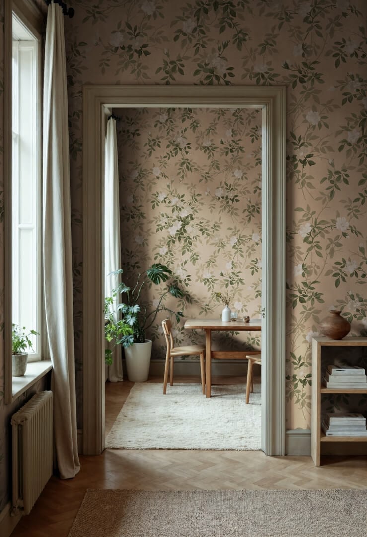 Fototapeta kwiatowe pnącza Rebel Walls R21662 Wildflower Vista Peach Botanical Gardens