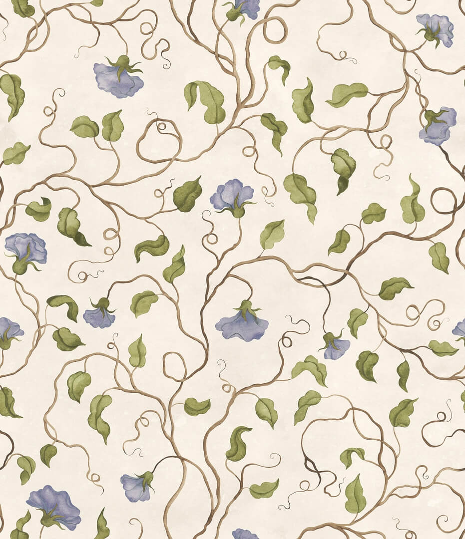 Fototapeta wijące się gałęzie i kwiaty Rebel Walls R21665 Soft Vines Blue Botanical Gardens