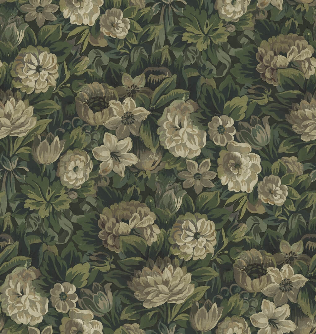 Fototapeta florystyczna vintage Rebel Walls R21669 Heritage Flora Green Botanical Gardens