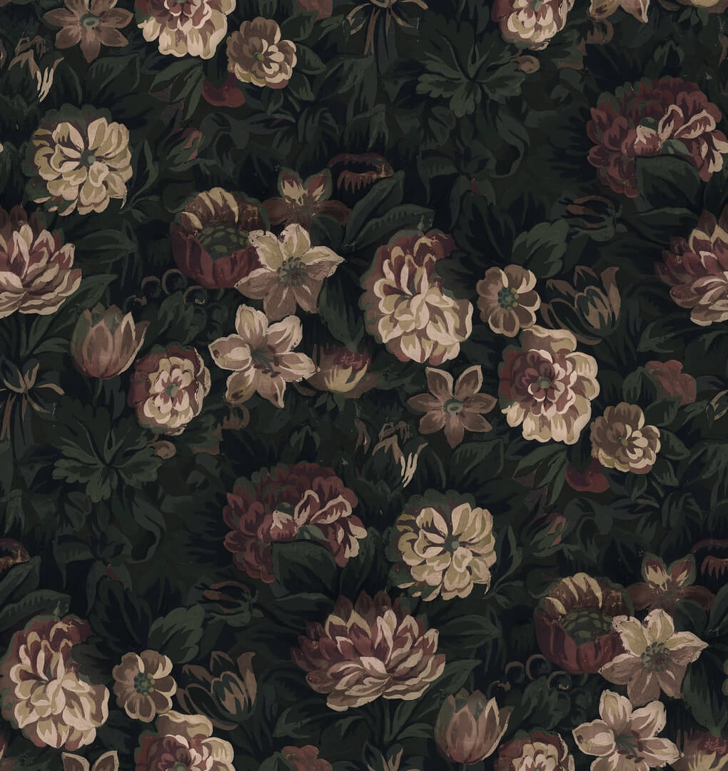 Fototapeta florystyczna vintage Rebel Walls R21670 Heritage Flora Dark Botanical Gardens