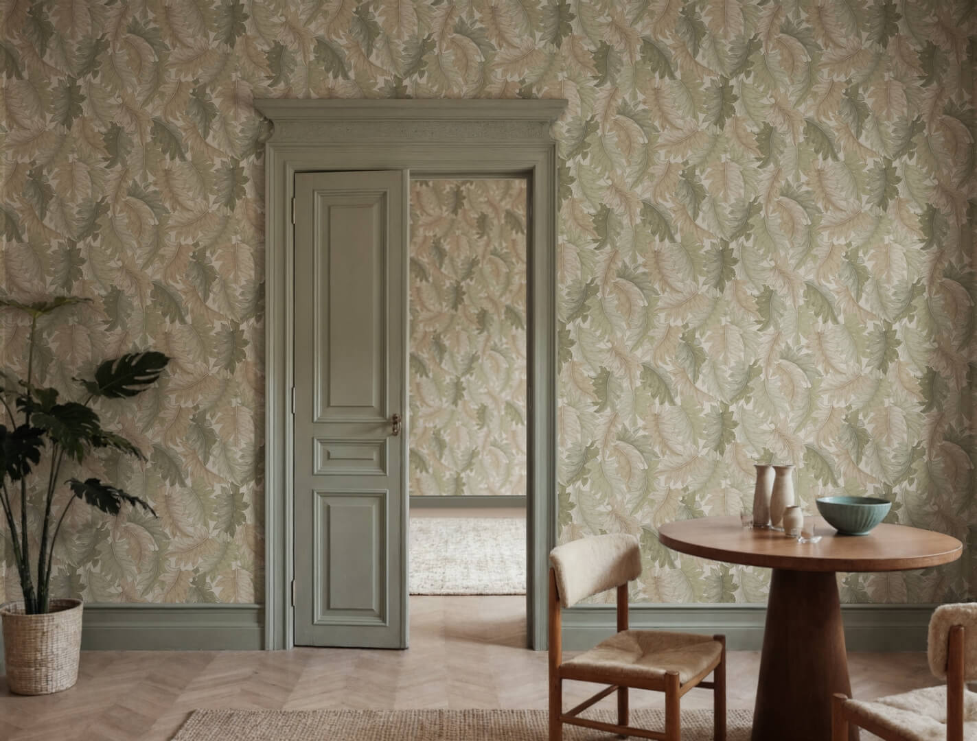 Fototapeta liście Rebel Walls R21683 Swirling Fern Light Green Botanical Gardens