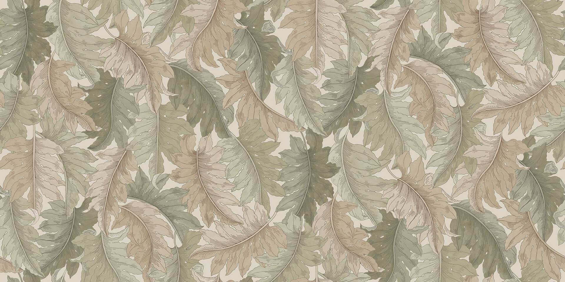 Fototapeta liście Rebel Walls R21683 Swirling Fern Light Green Botanical Gardens