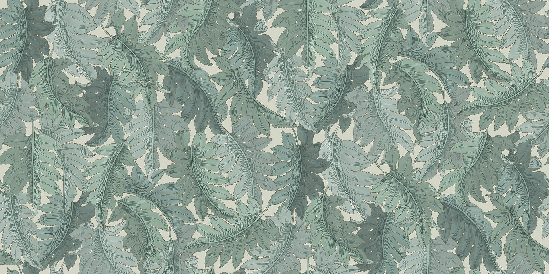 Fototapeta liście Rebel Walls R21684 Swirling Fern Teal Botanical Gardens